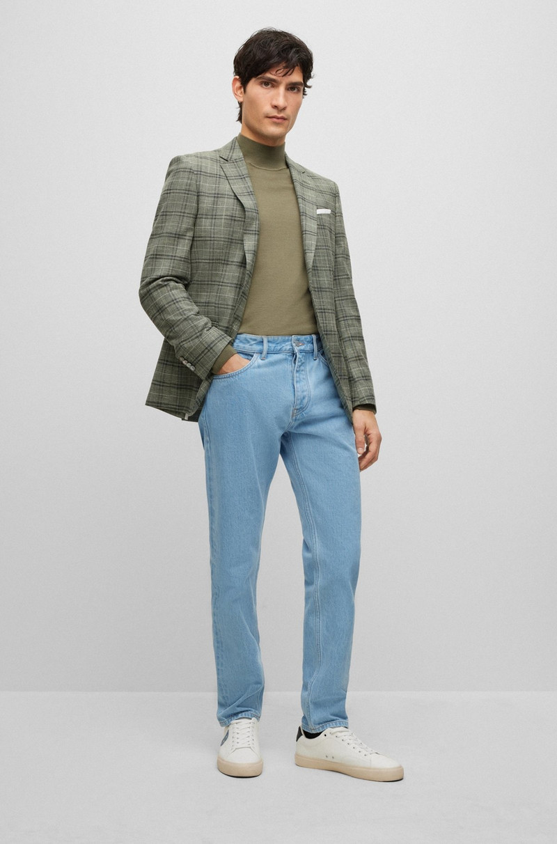 BOSS TAPERED-FIT JEANS IN BLUE PURE-COTTON DENIM outlook