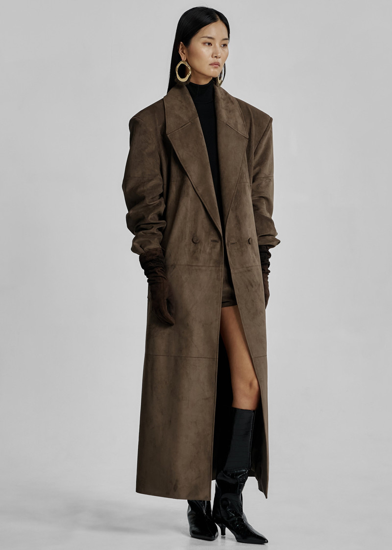 Valmere Faux Suede Coat - Brown 7