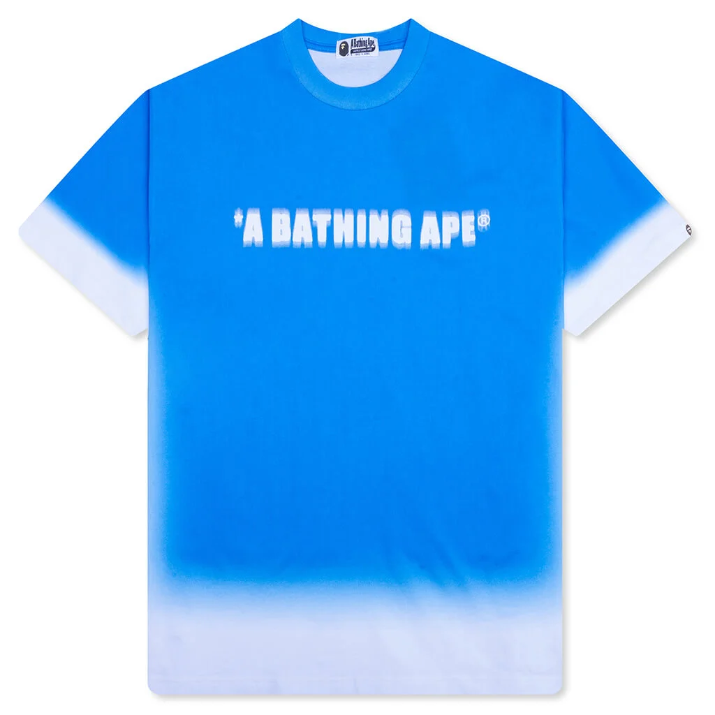 SPRAY PRINT BATHING APE LOGO RELAXED FIT TEE - BLUE - 1