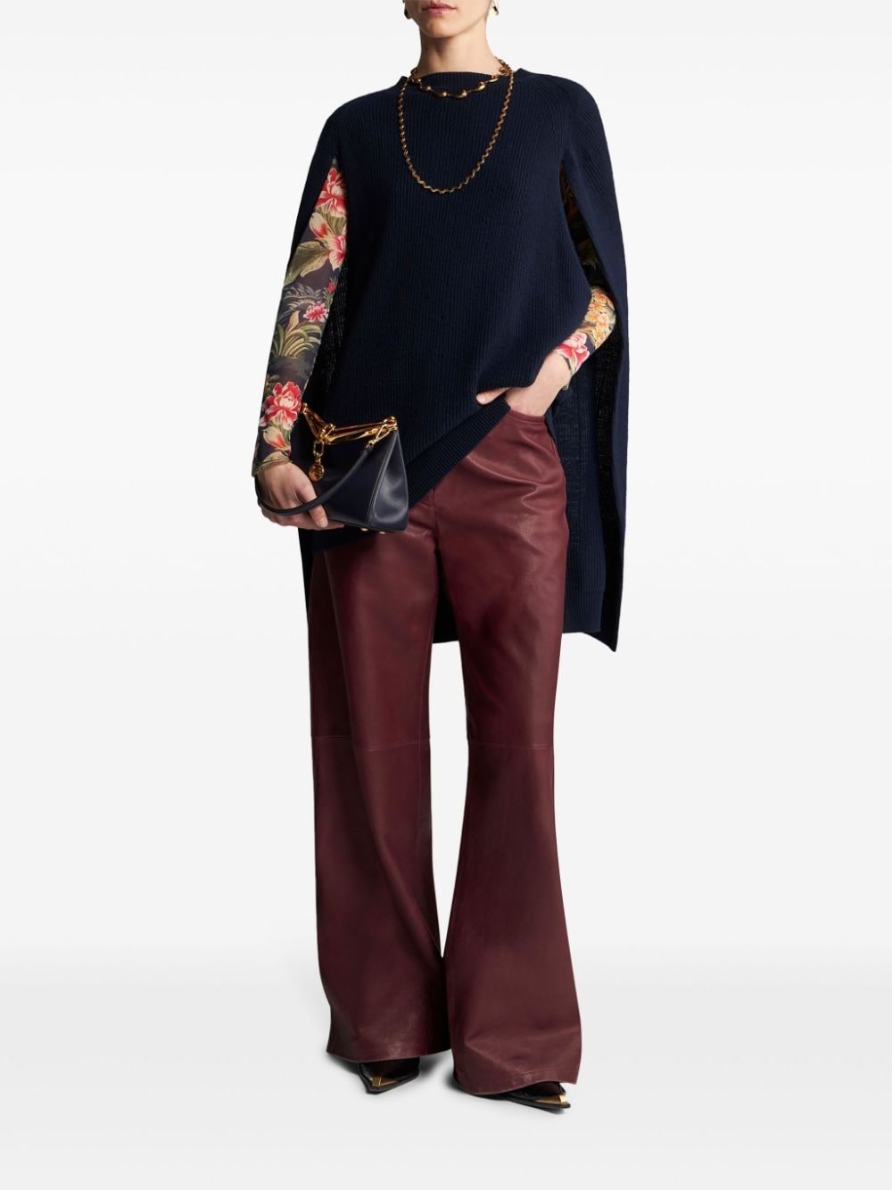 ribbed cashmere cape top - 2