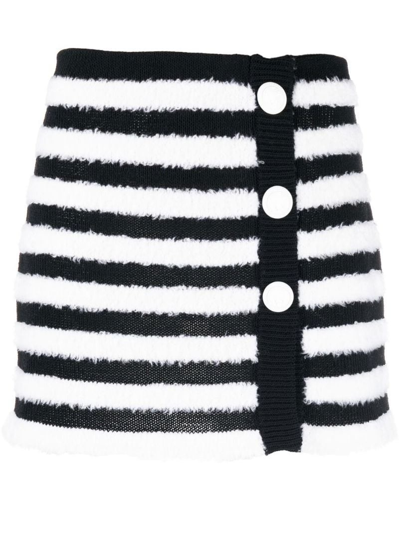 striped knitted button-up skirt - 1