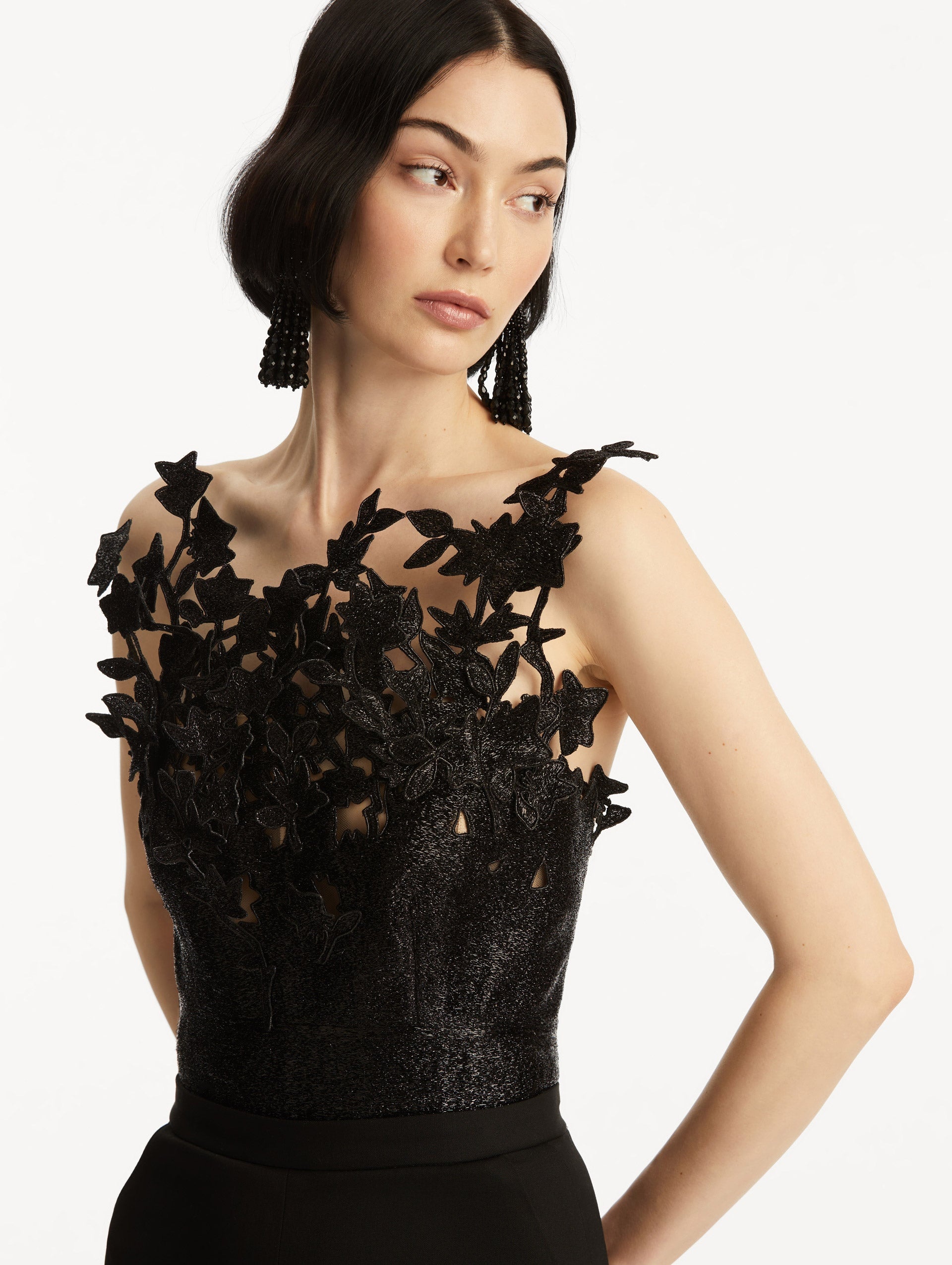 METALLIC CHERRY BLOSSOM EMBROIDERED JUMPSUIT - 5