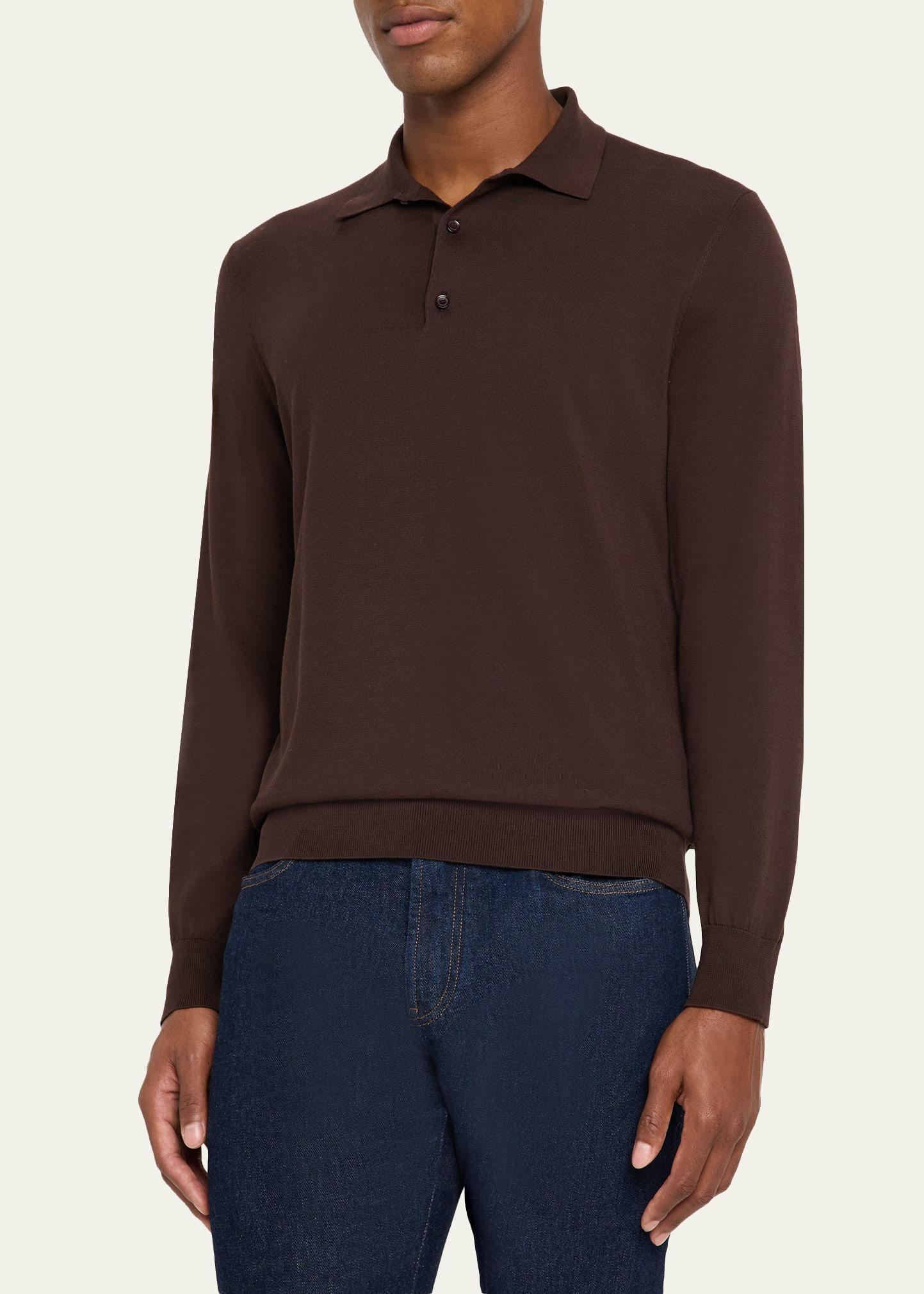Men's Loro Island Cotton Giza Long-Sleeve Polo Shirt - 4