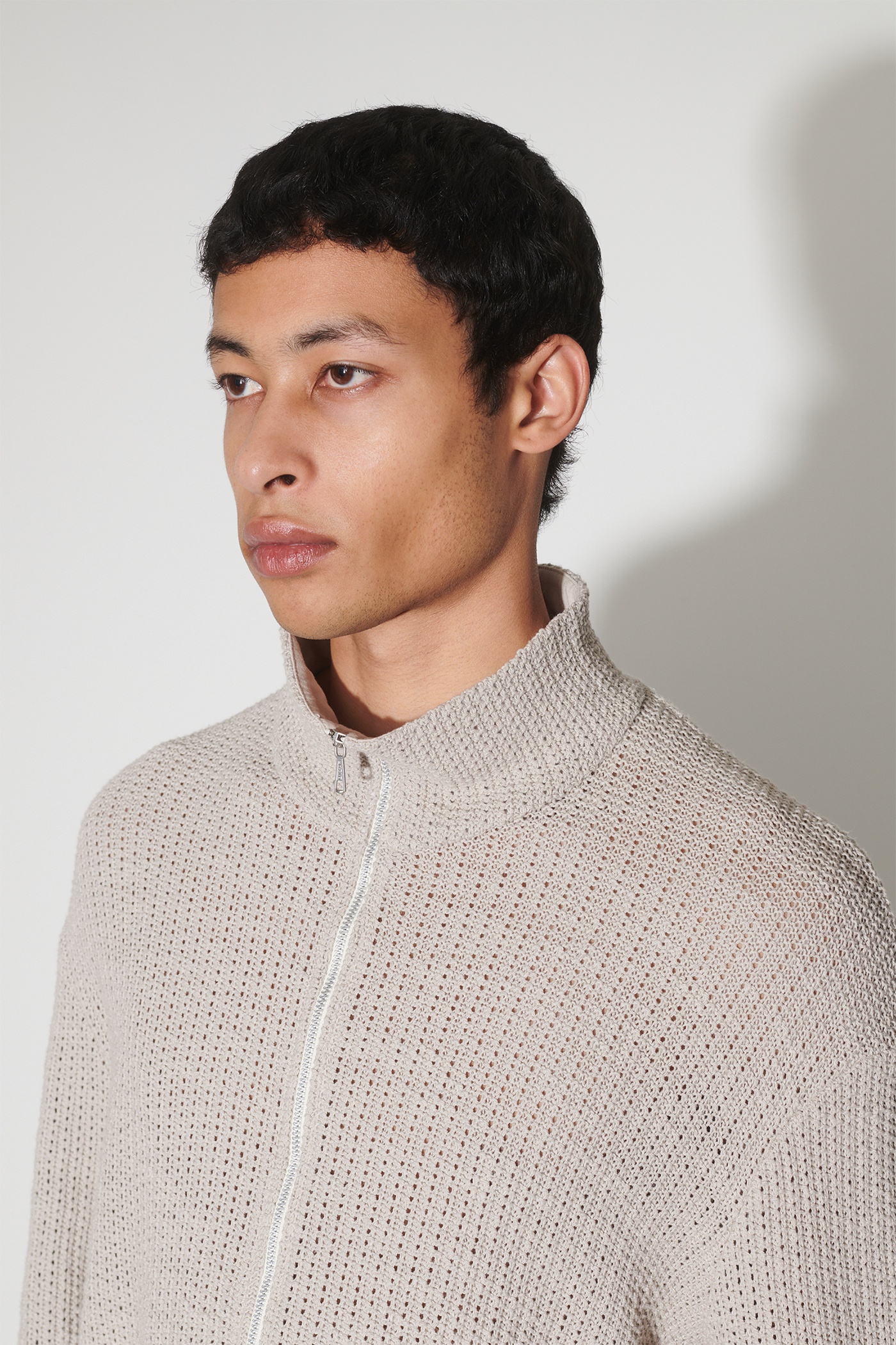 Shrunken Full Zip Polo Musk Dusk Rope Weave - 6