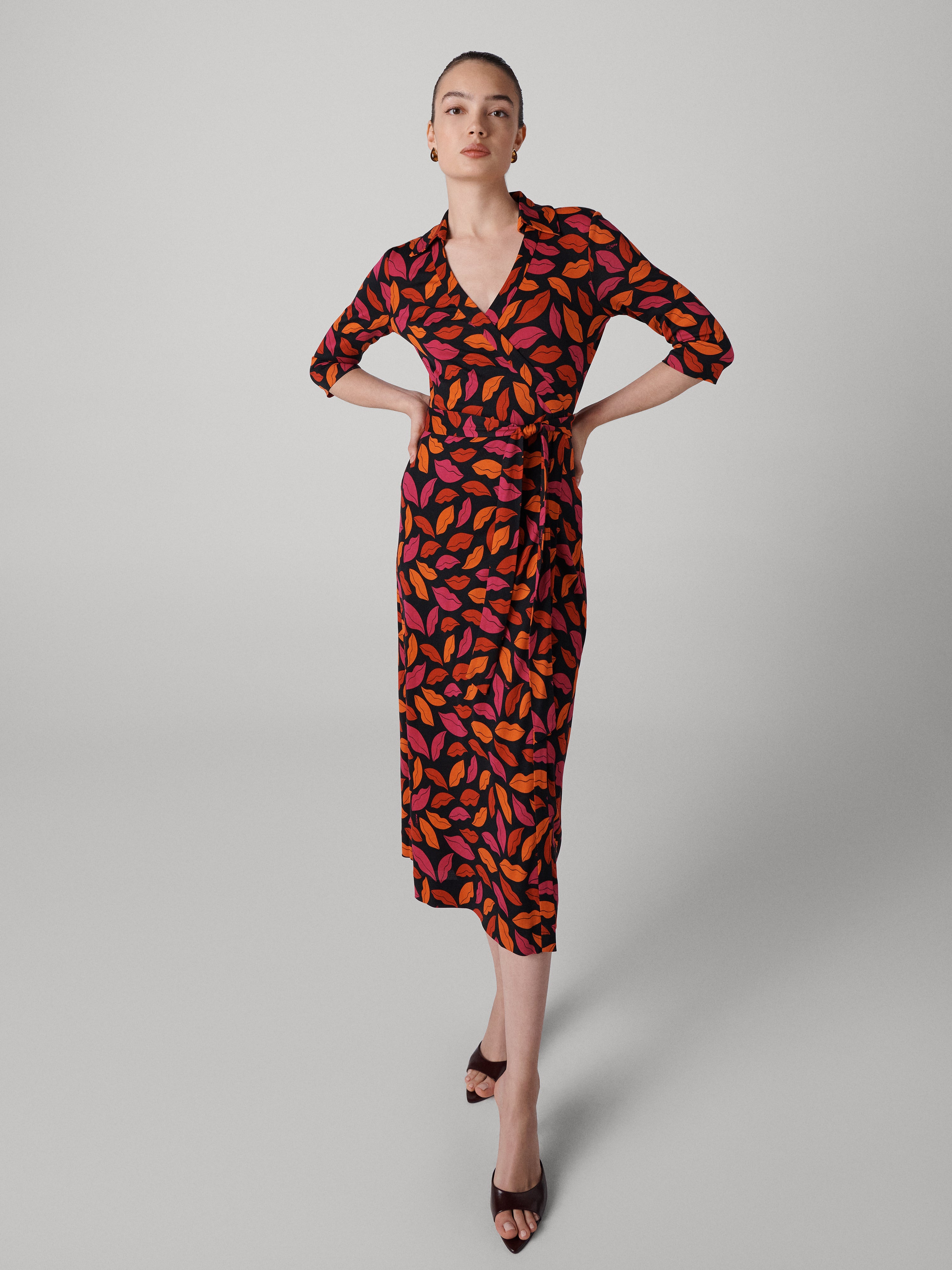Abigail Silk Jersey Midi Wrap Dress - 3