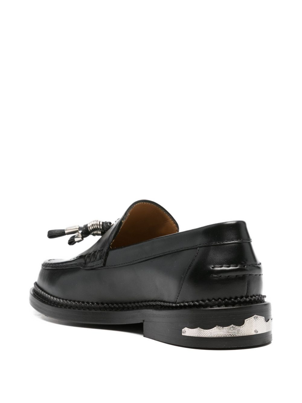 tassel-embellished leather loafers - 3