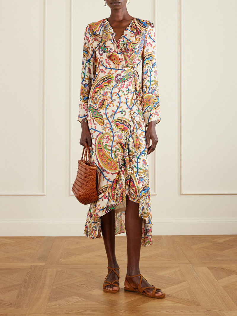 Etro Asymmetric Ruffled Paisley-print Silk Wrap Dress outlook