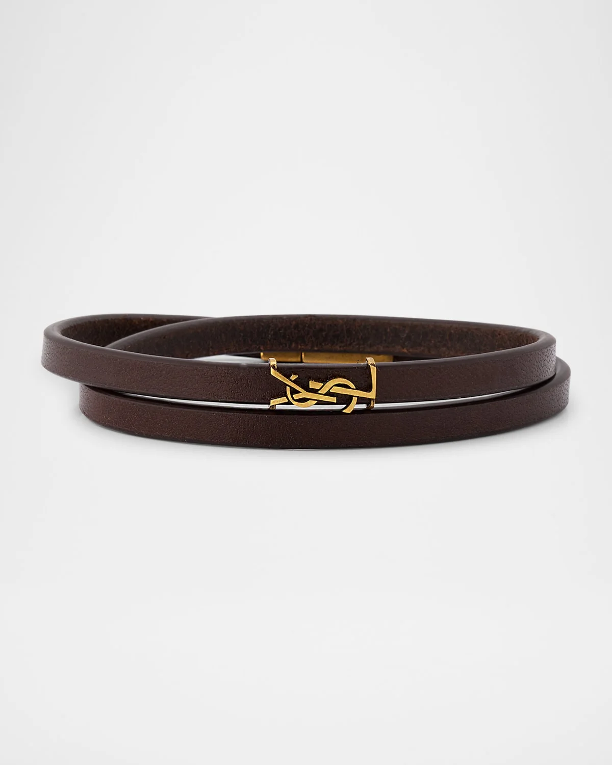 YSL Thin Double Wrap Leather Bracelet - 1