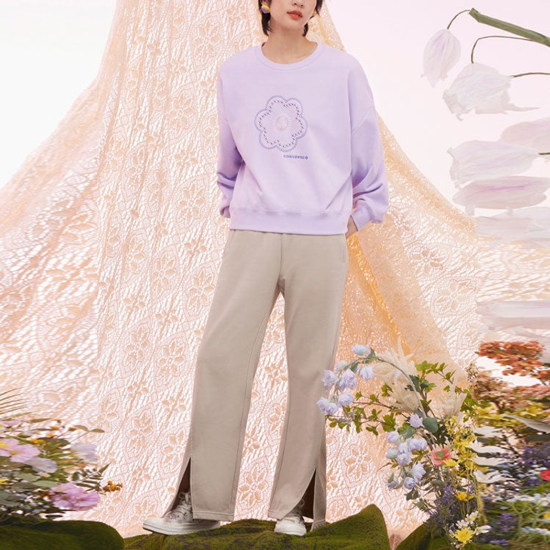 Converse (WMNS) Converse Floral Crewneck 'Lilac' 10025522-A02 outlook