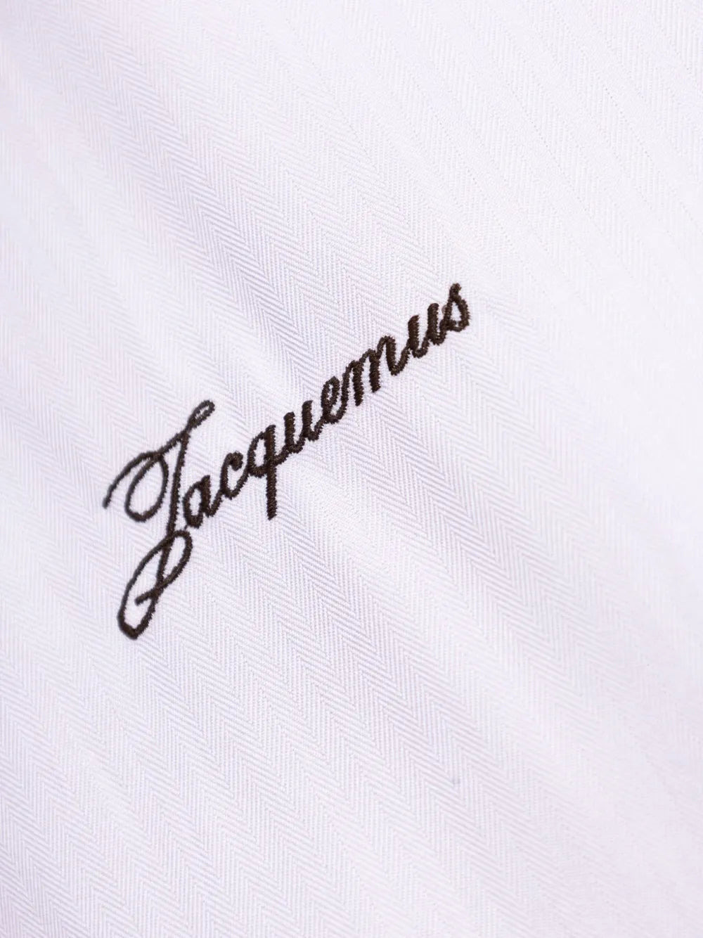 Jacquemus Men Shirt With Embroidered Logo And Herringbone Pattern - 5