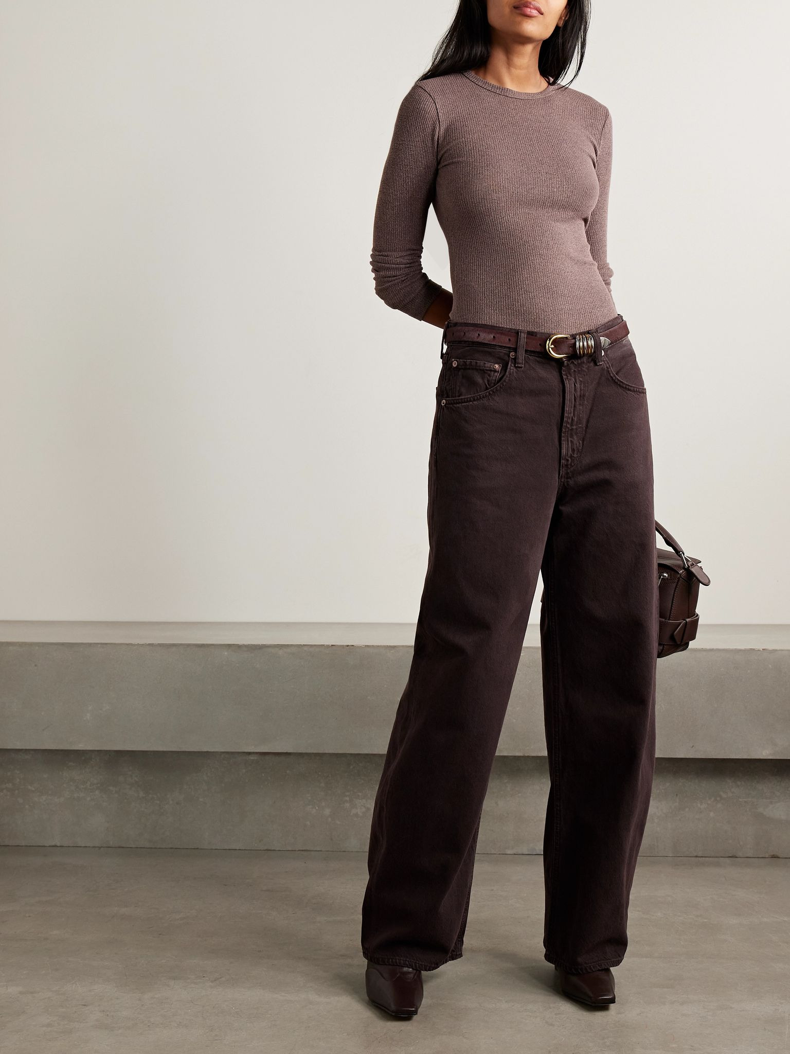 Low Curve mid-rise straight-leg jeans Brown - 2