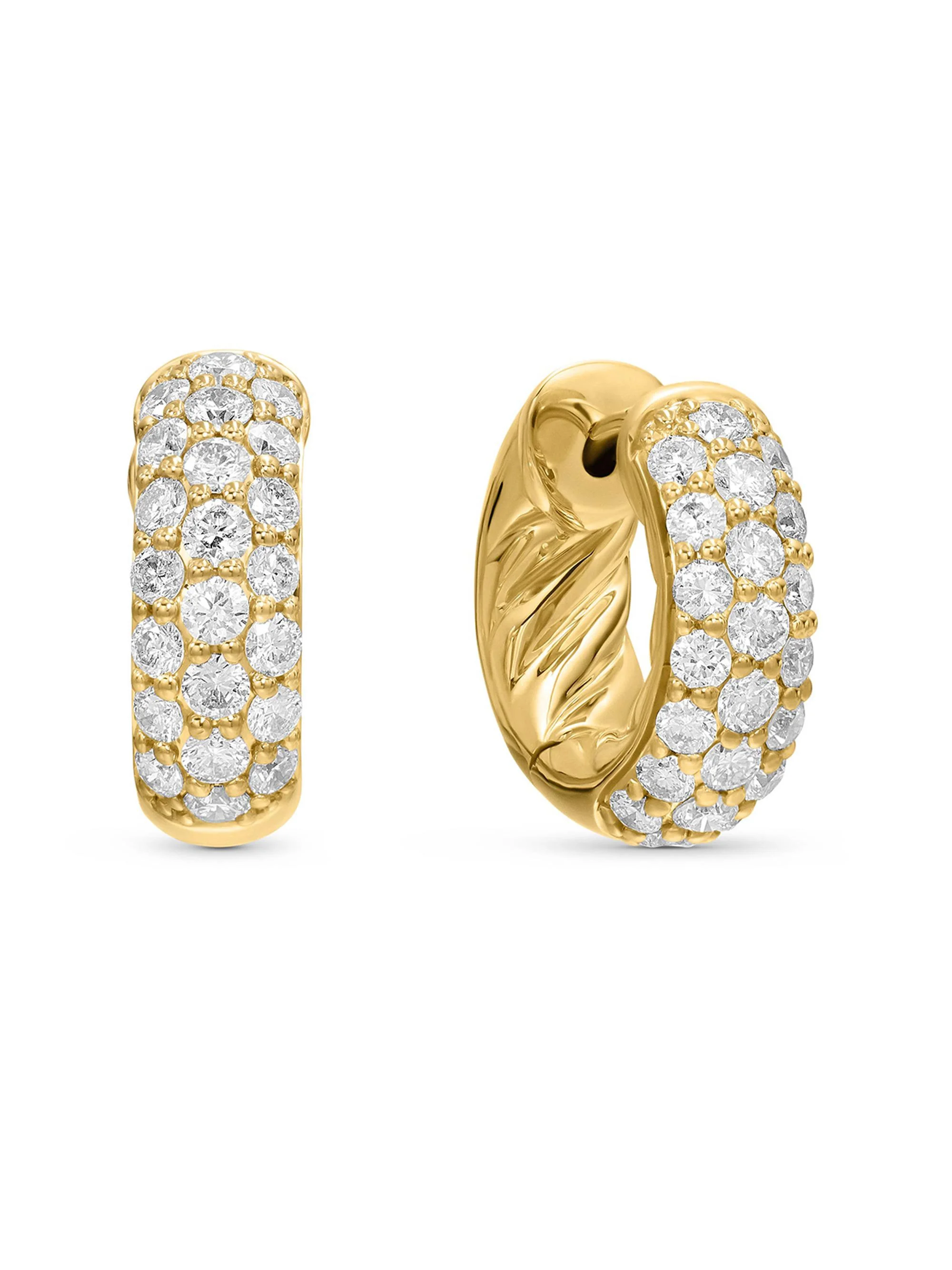 Women's Mercer Micro Hoop Earrings with Pavé Diamonds - Gold - 1
