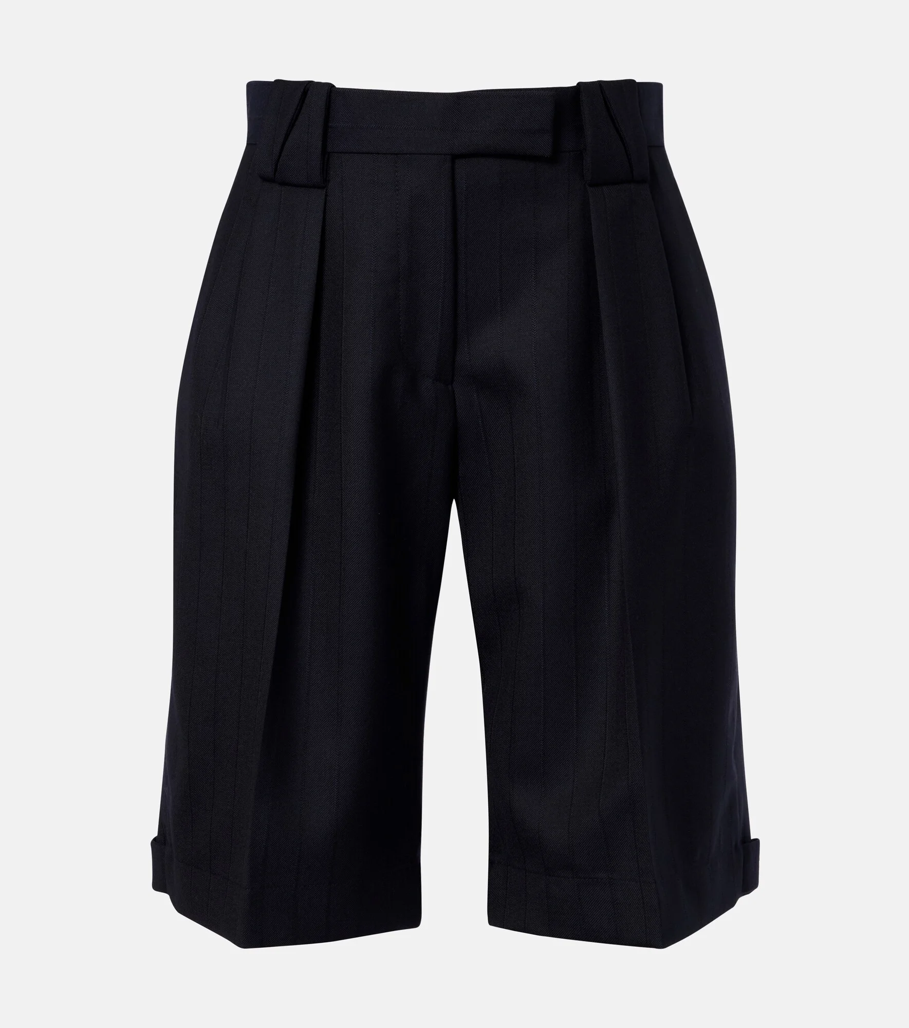 Pinstriped virgin wool shorts - 1