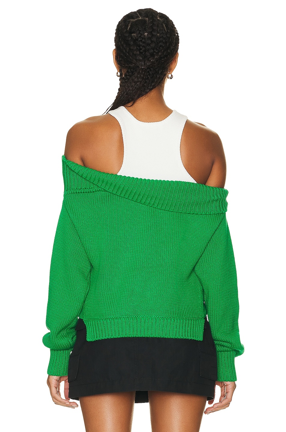 Color Blocked Off Shoulder Sweater - 3