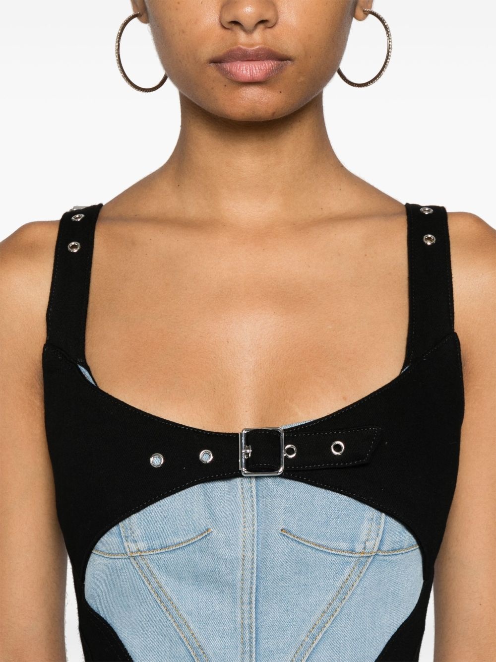 panelled denim midi dress - 5