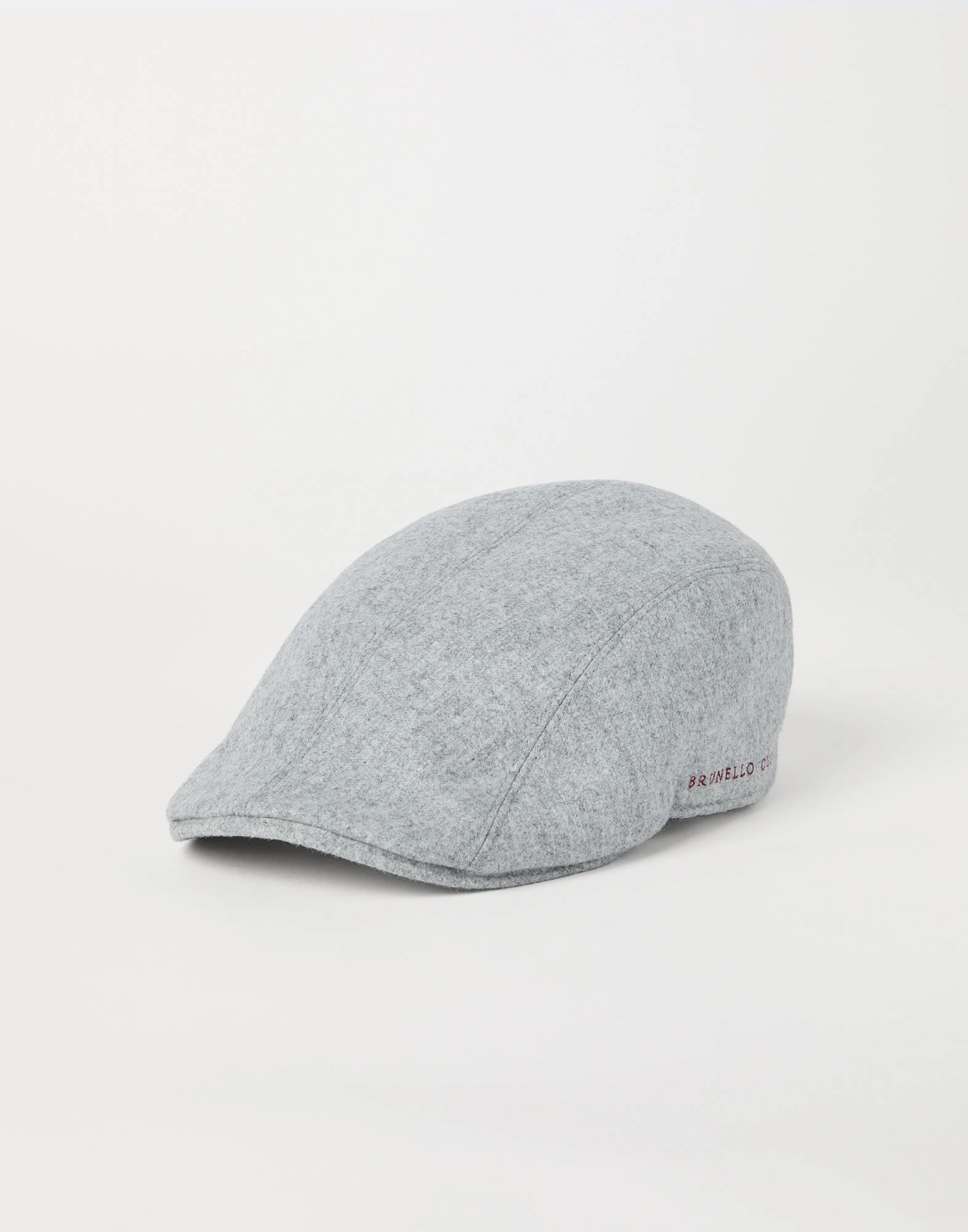 Virgin wool flannel flat cap with embroidery - 1