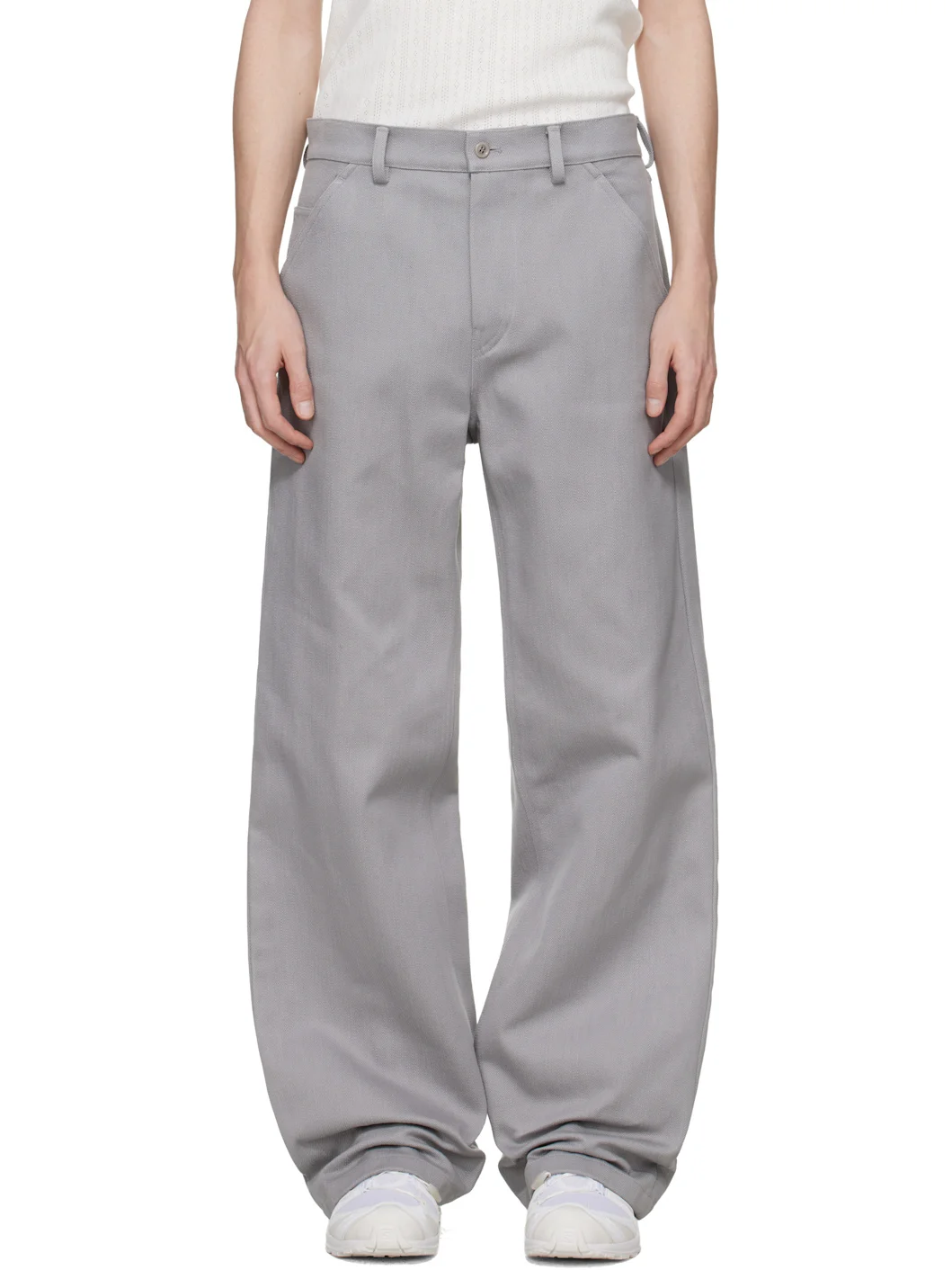 Gray Antique Gabardine Trousers - 1