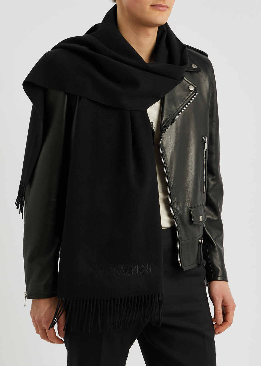 Logo-embroidered cashmere scarf - 2