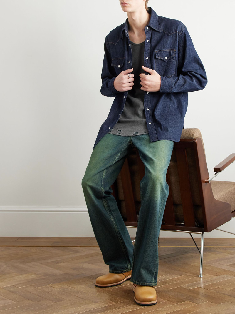 Kapital Husky Denim Western Shirt Blue outlook