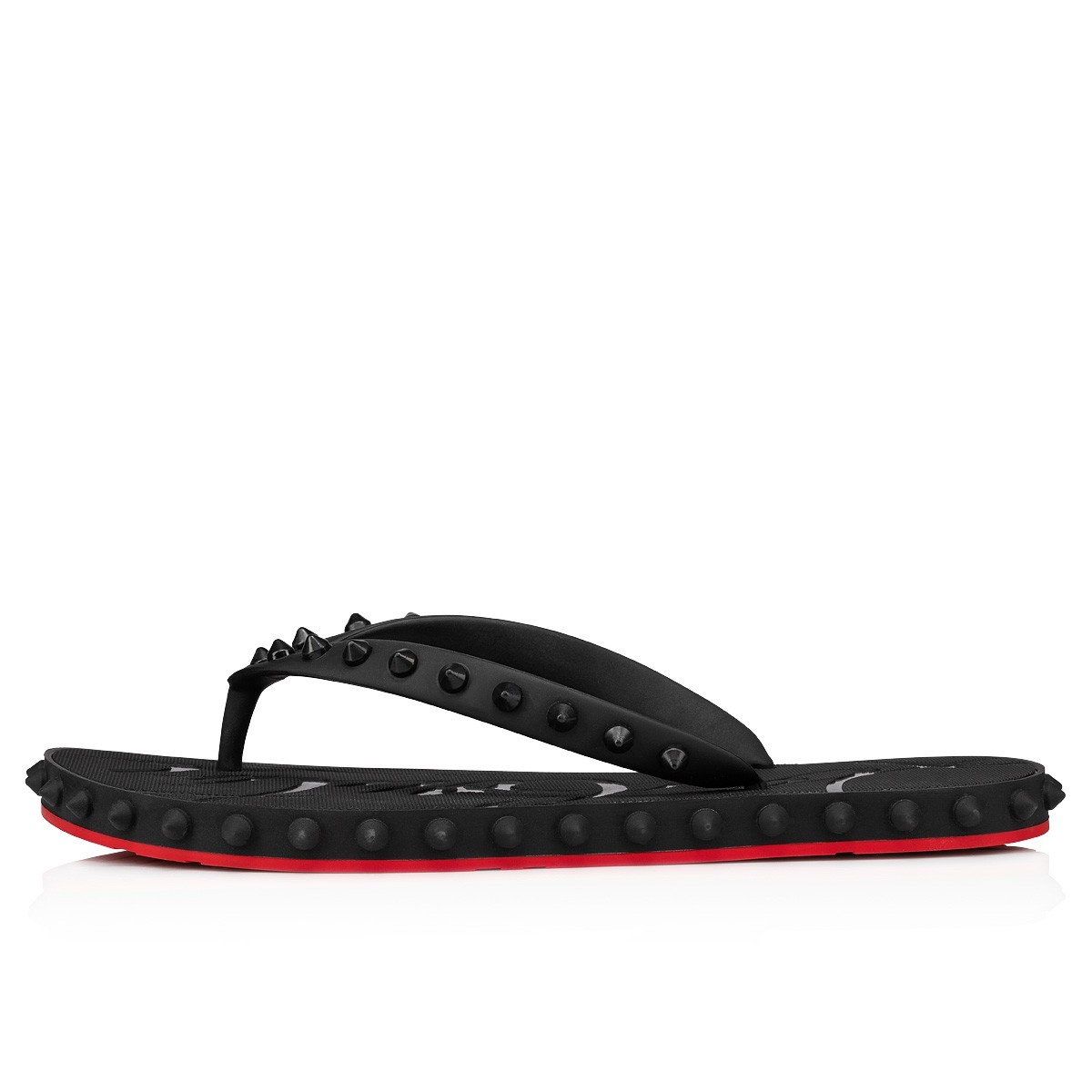 Christian Louboutin Loubi Flip Spikes Donna Flat Black Thong Flip Flop  Sandal 38