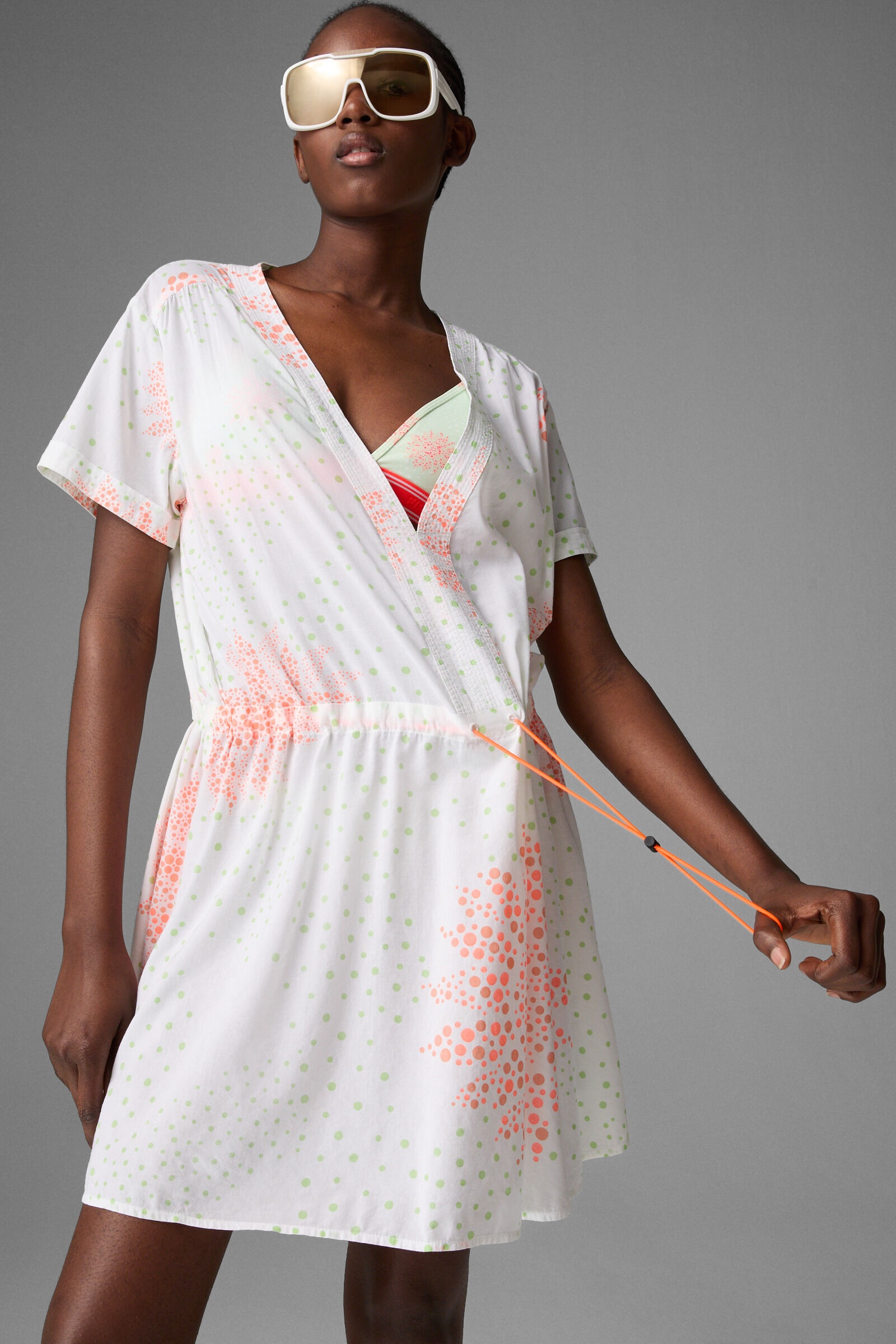 Veronika Tunic beach dress in White/Orange - 5