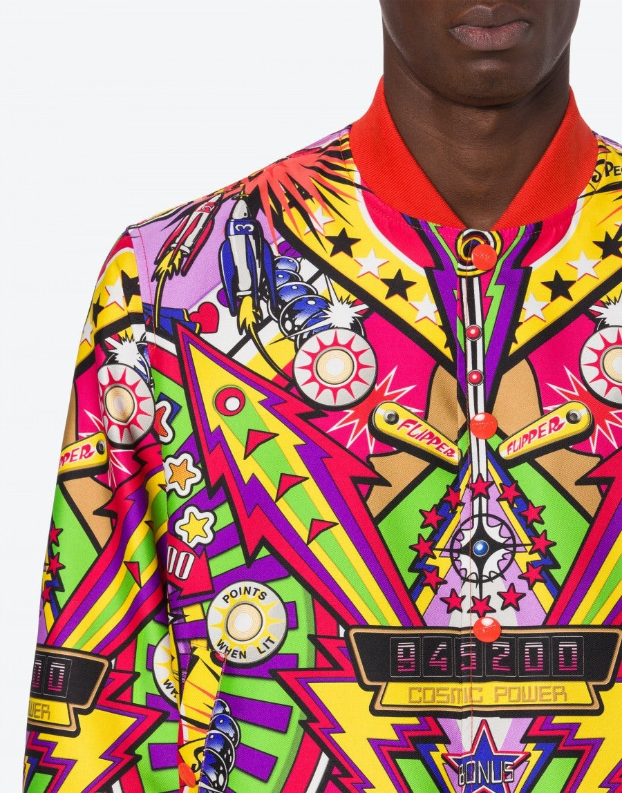 PINBALL PRINT NYLON BOMBER - 4