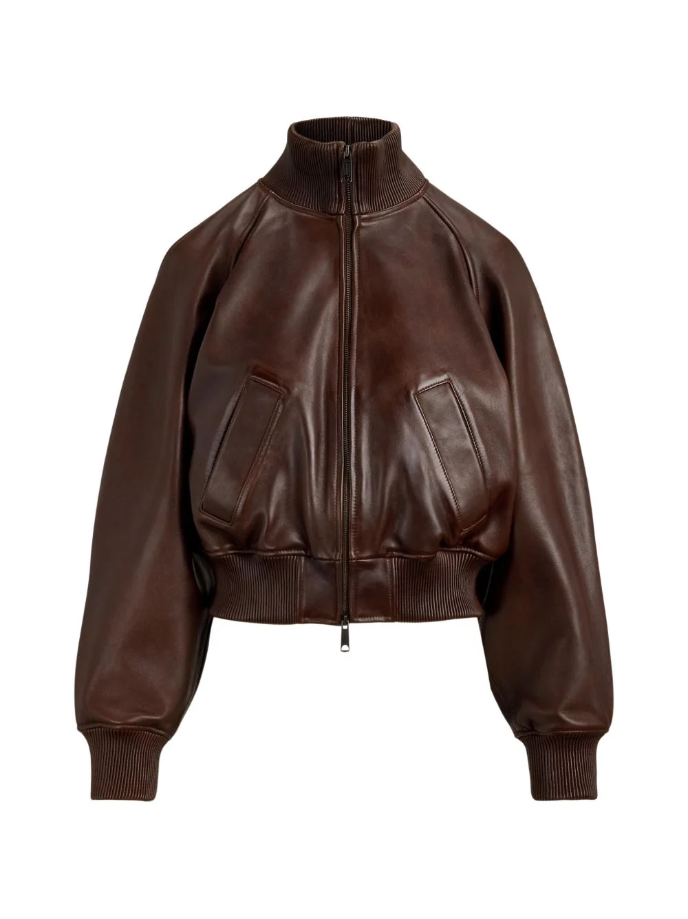 zip-up leather bomber jacket - 1