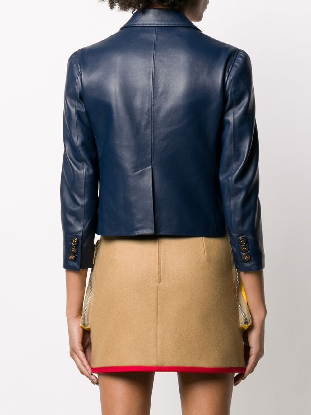 cropped leather jacket - 4