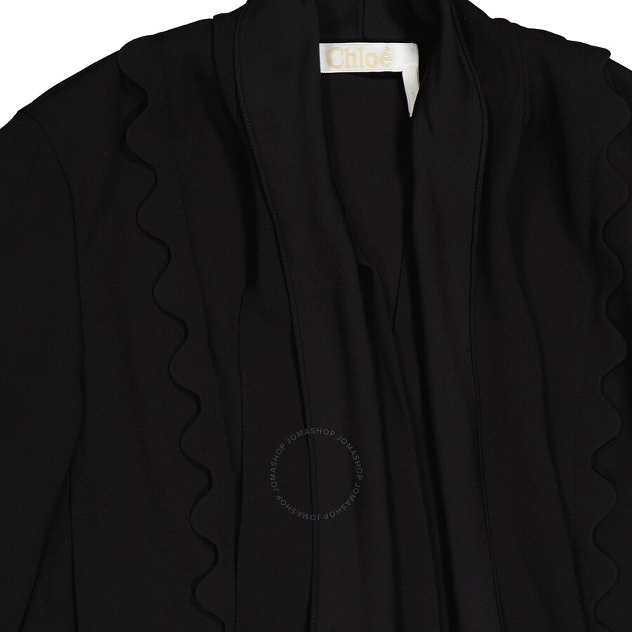 Chloe Ladies Black Pussy Bow Scallop Shift Dress - 7