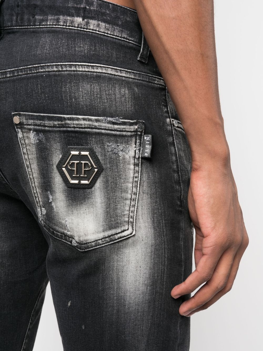 distressed straight-leg jeans - 5
