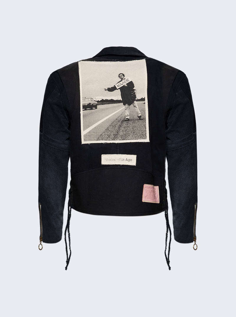 *Better With Age Tuxedo Reconstructed Workwear Motorcycle Jacket outlook