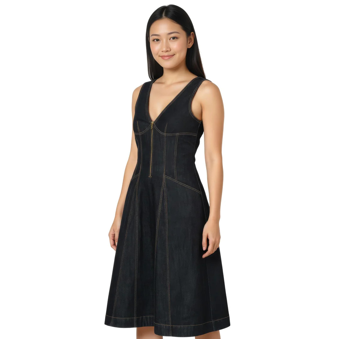 Indigo Denim Midi Dress - 2