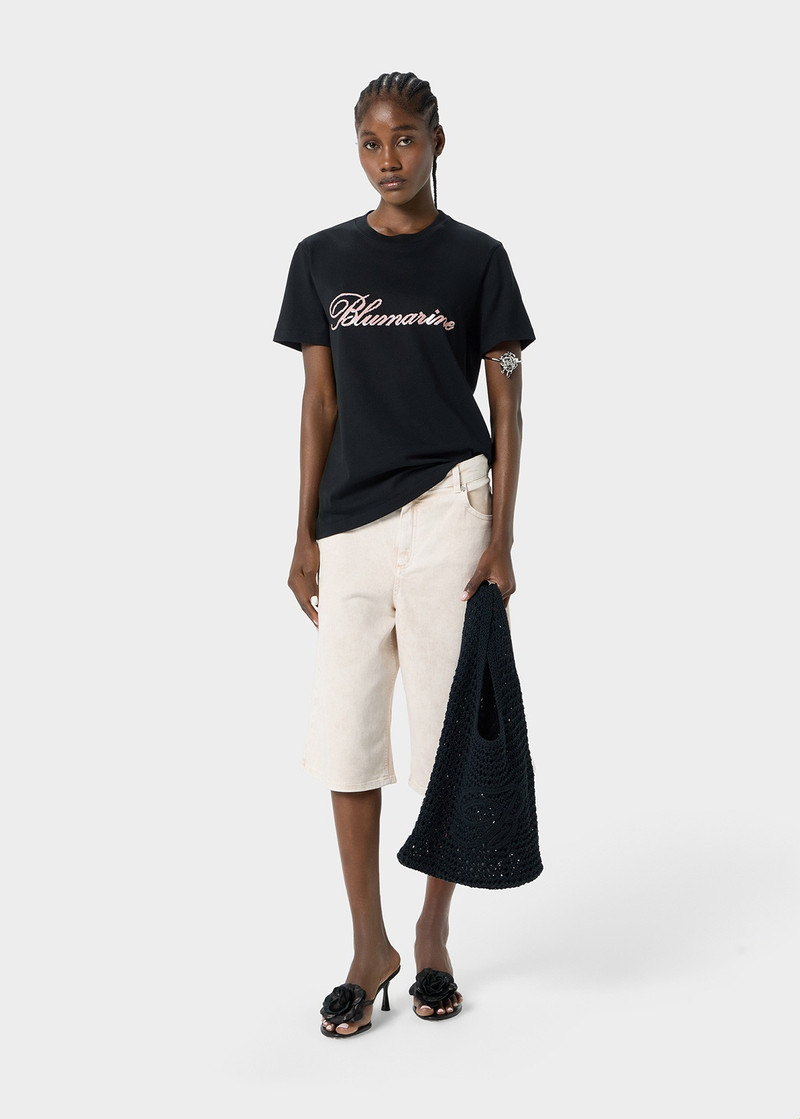 T-SHIRT WITH MICRO-SEQUIN LOGO 2