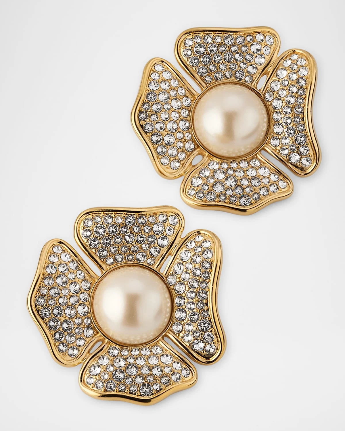 San Fin Metal Earrings with Swarovski Crystals and Pearly Studs - 1