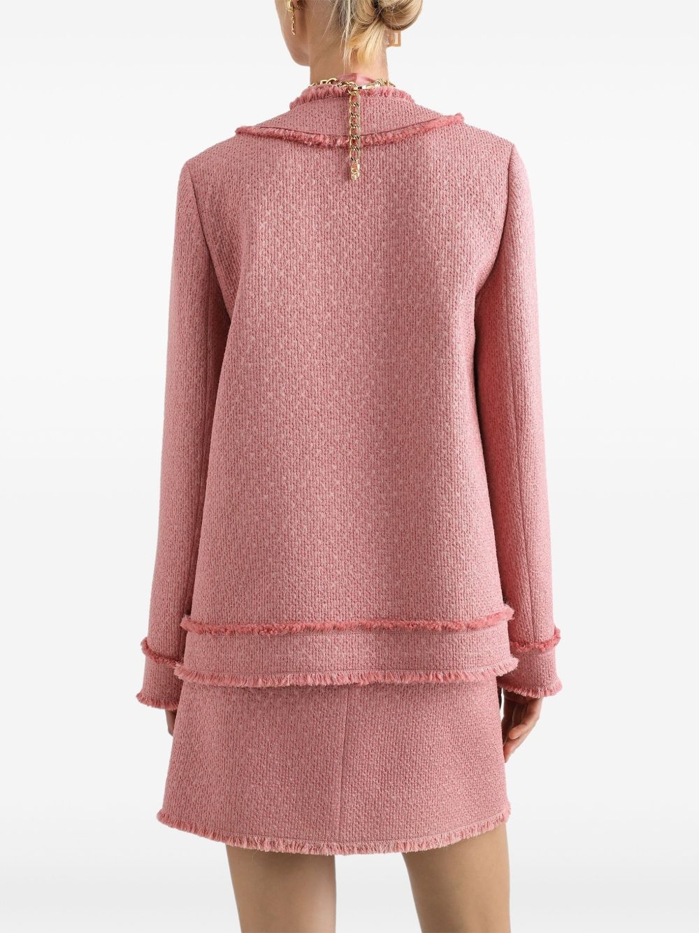 single-breasted tweed jacket - 5