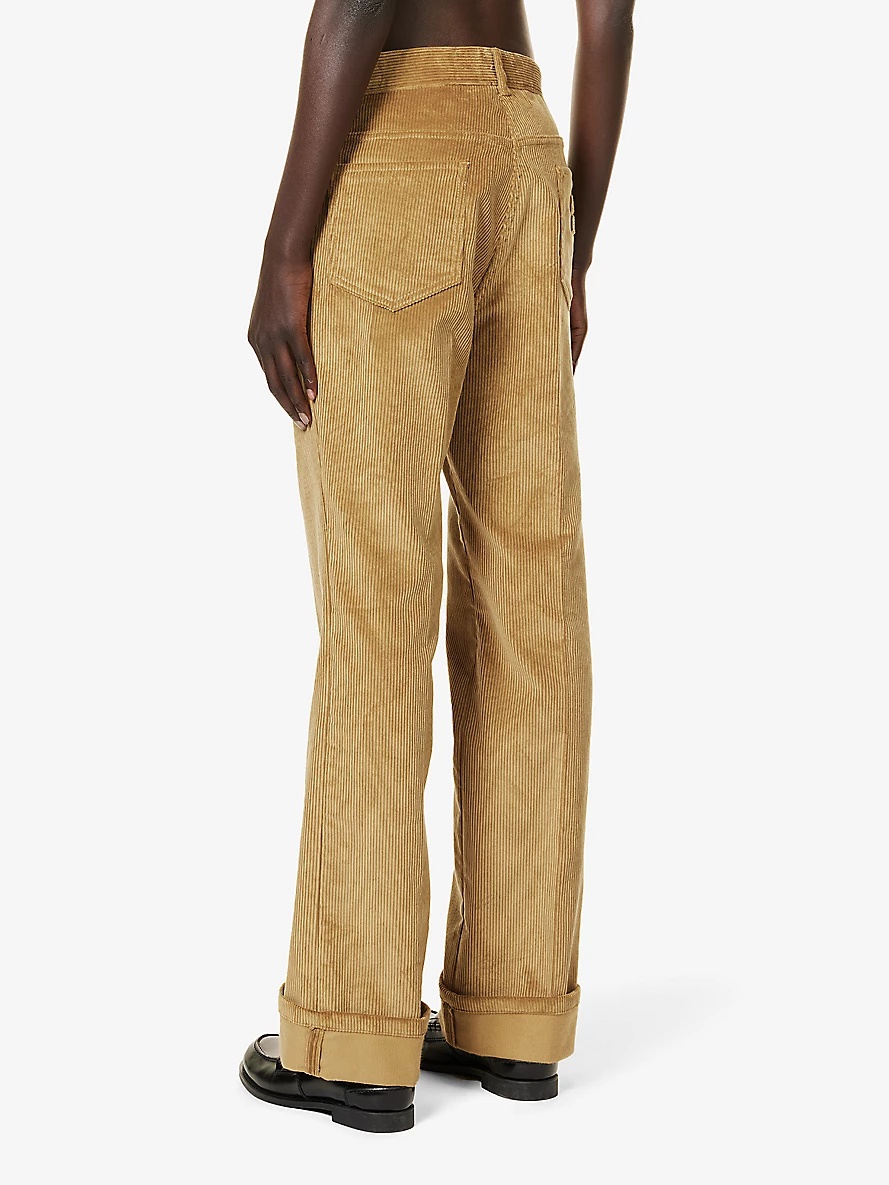 Flared-leg low-rise corduroy trousers - 4