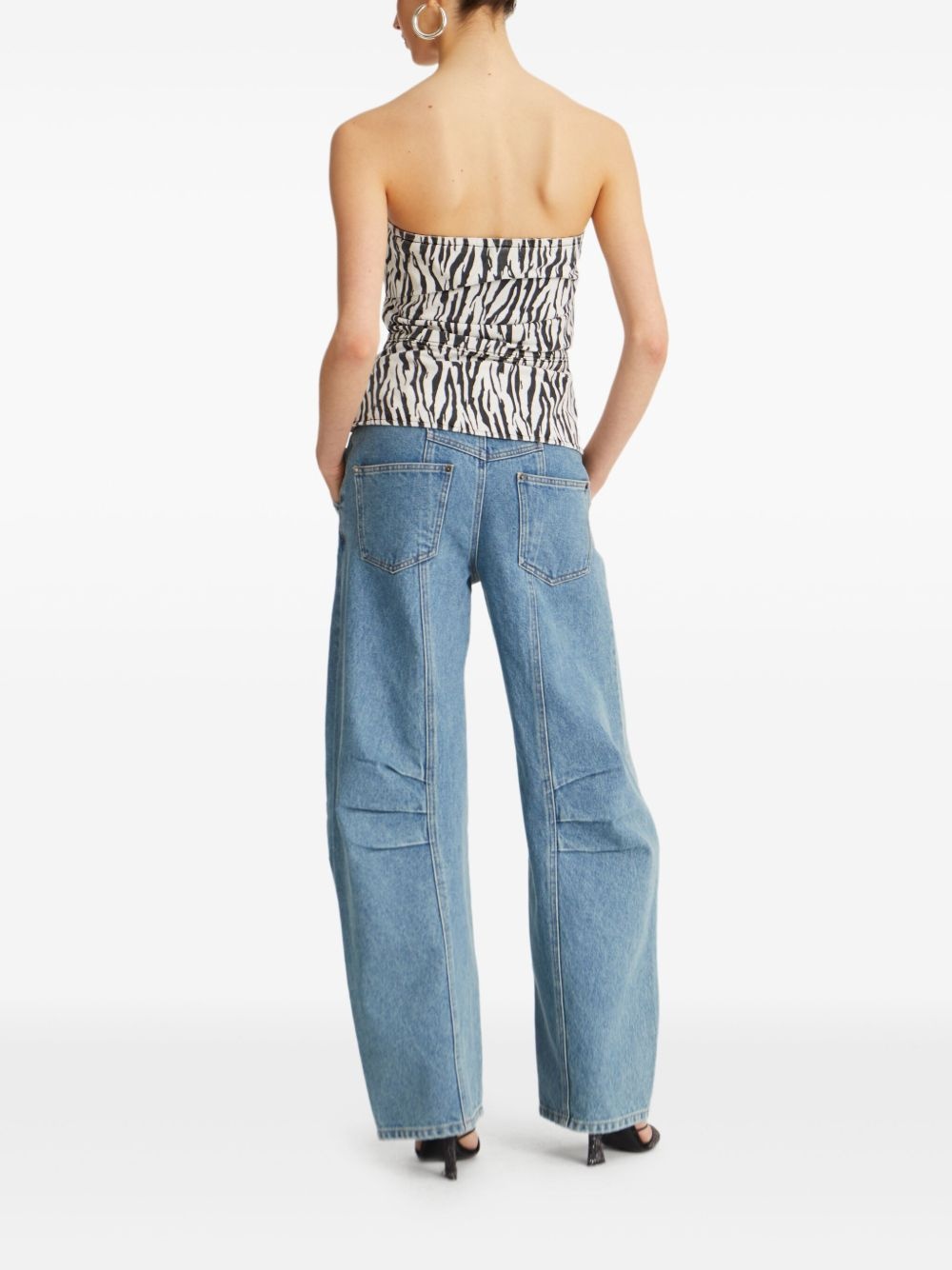 zebra-print strapless top - 3