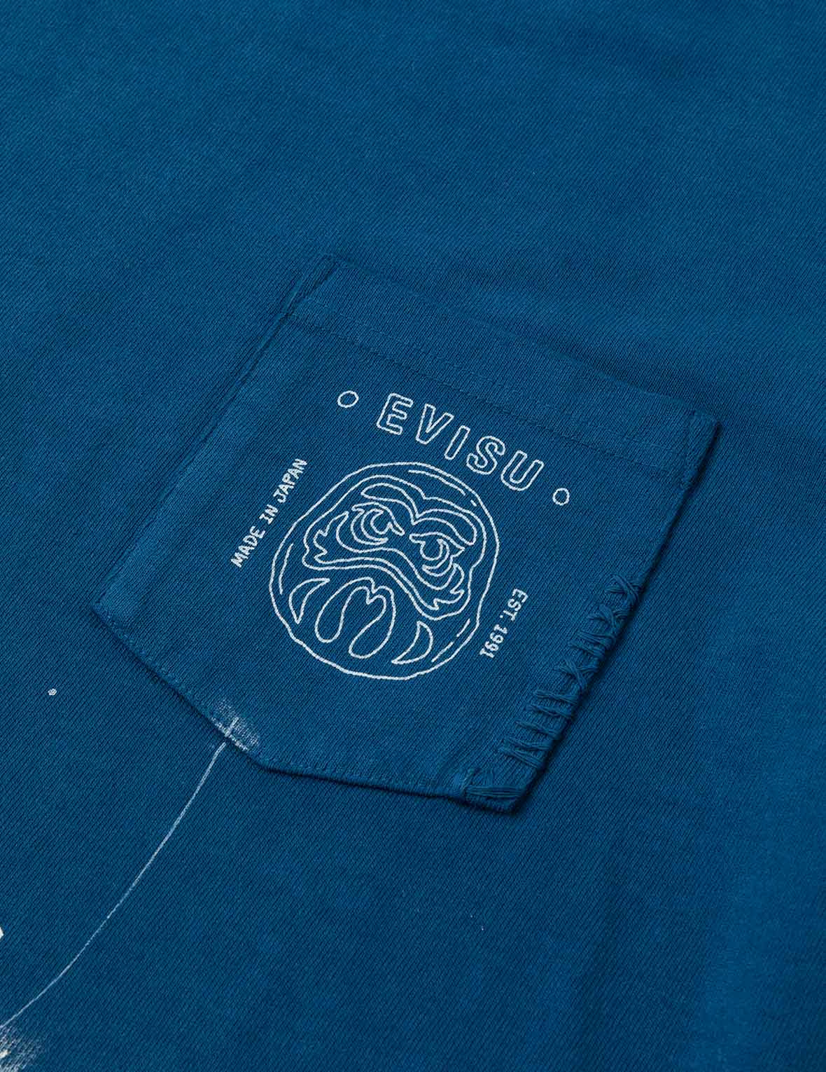 Daruma and Logo Embroidery Regular Fit Dip dyeing T-shirt - 6