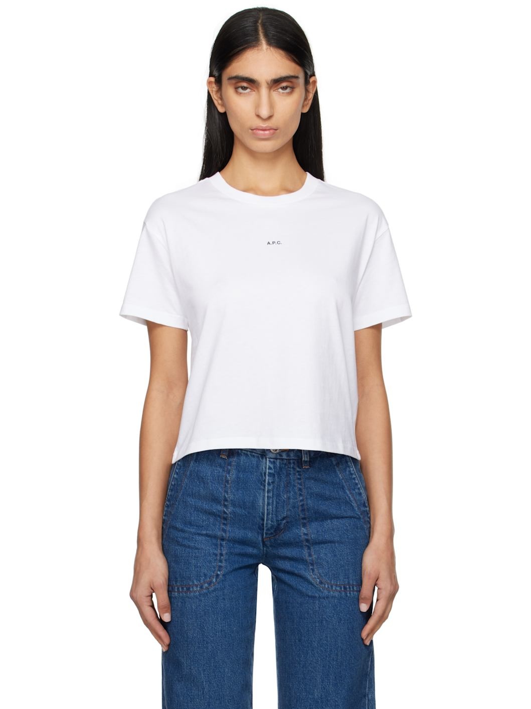 White Boxy Micro Logo T-shirt - 1