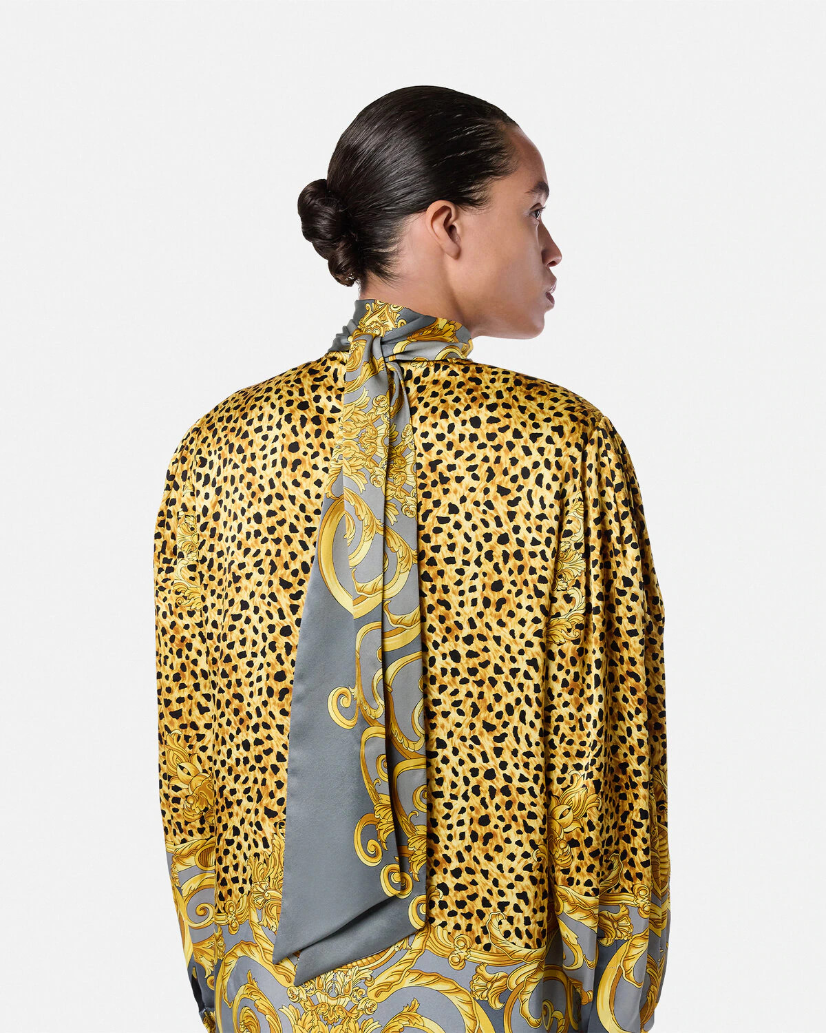 Cheetah Foulard Silk Lavallière Shirt - 3