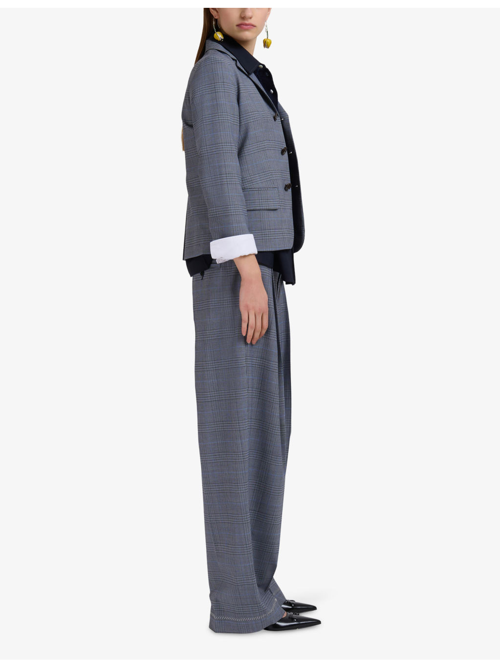 Checked Wide-Leg Mid-Rise Cotton Trousers - 2