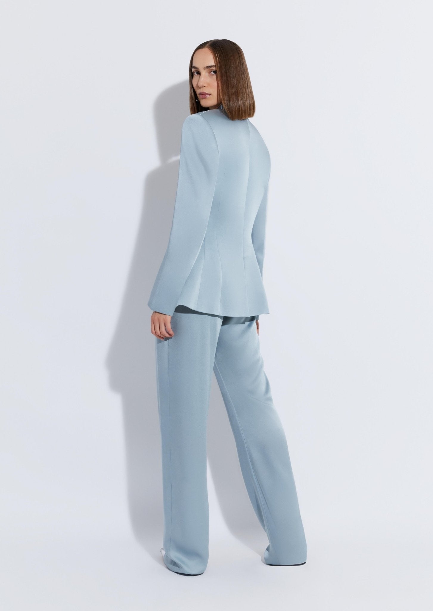 Satin Broad Shoulder Blazer - 3