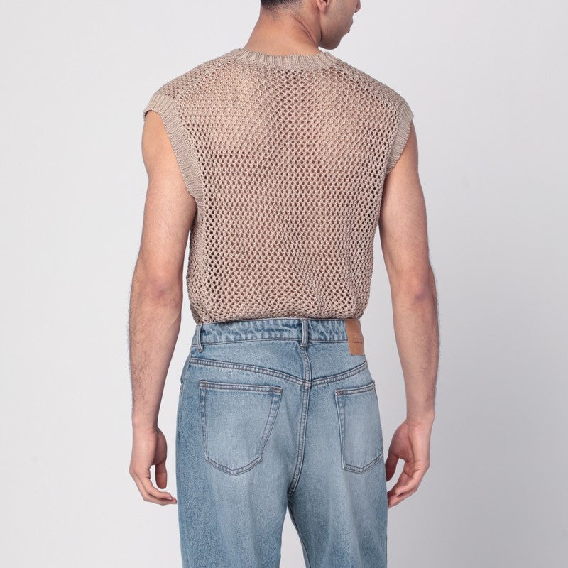 Tagliatore - Tagliatore Perforated dove grey cotton waistcoat - 2