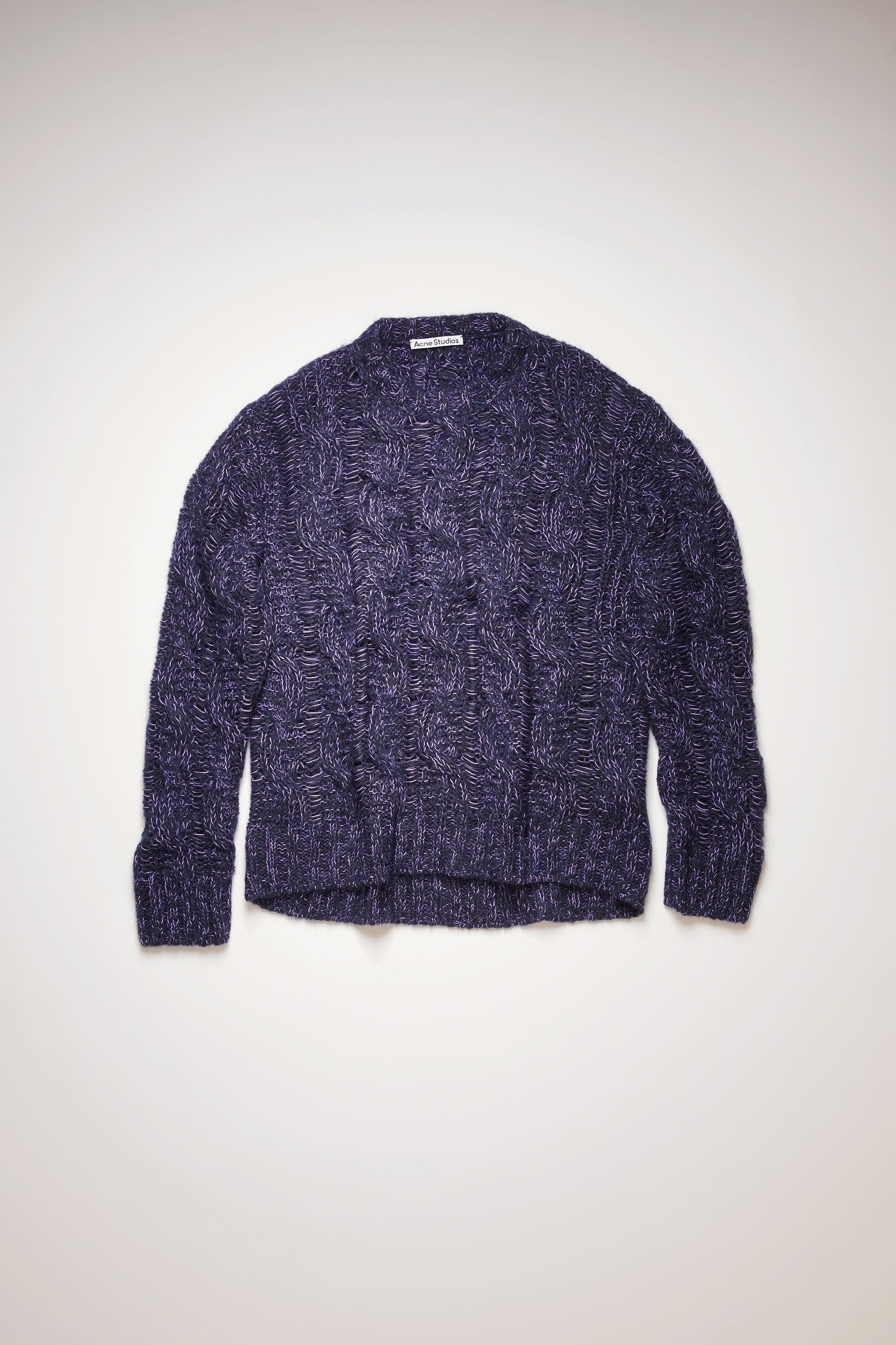 Melange cable-knit sweater navy/lilac - 1