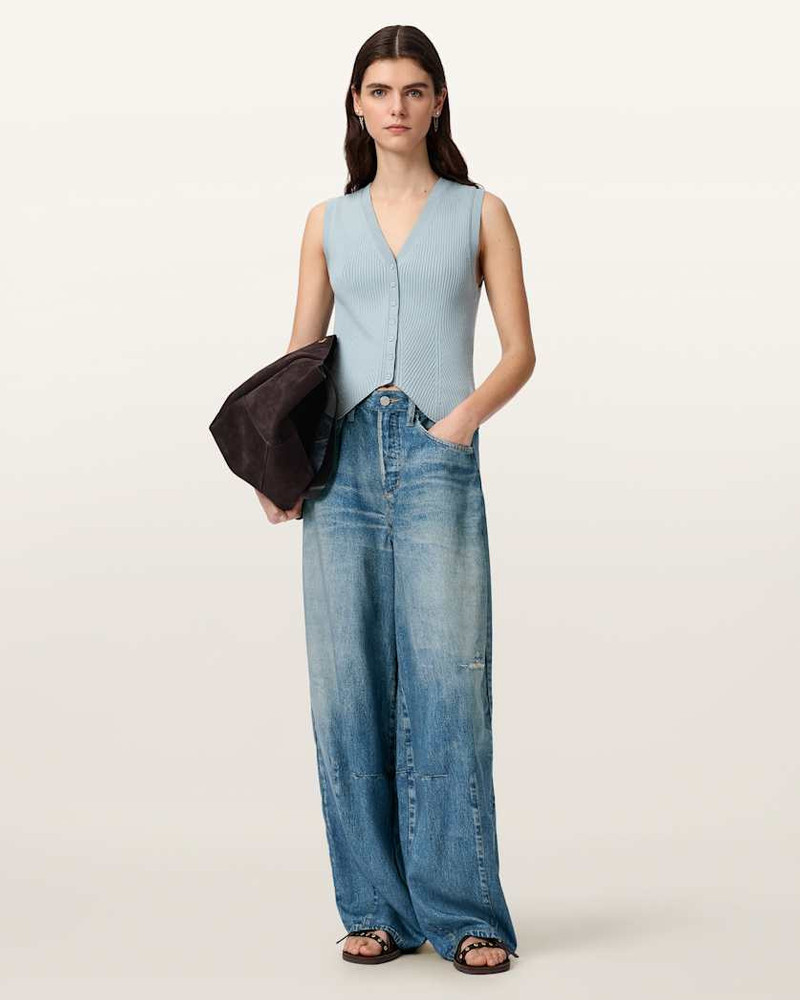 ALLSAINTS JETT BARREL LEG ILLUSION OF DENIM PANTS outlook