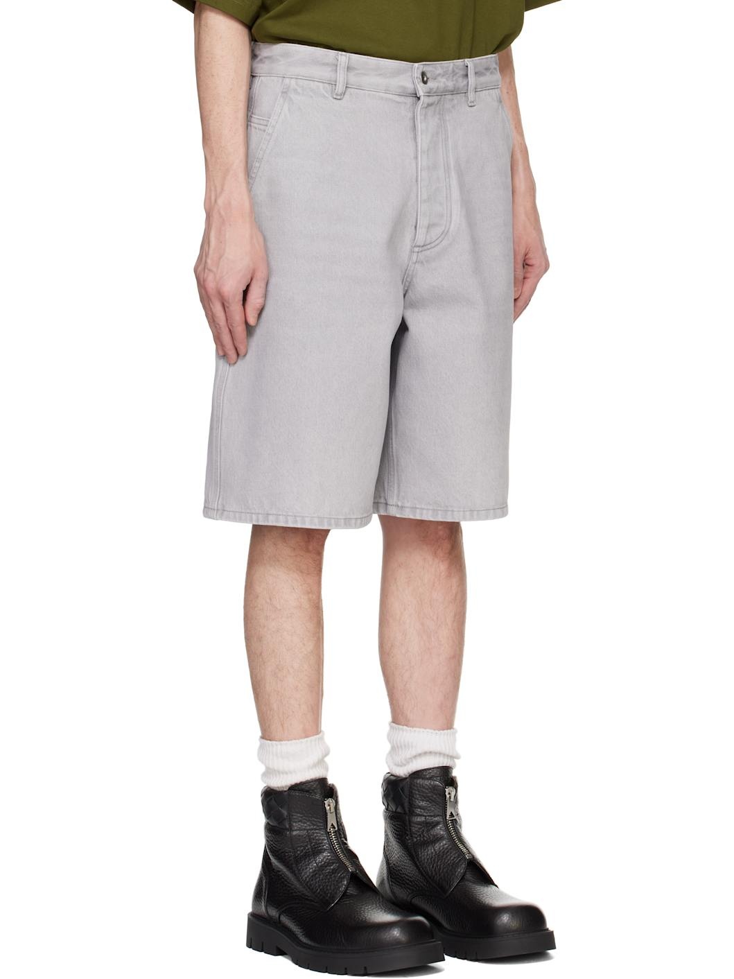 Gray Washed Denim Shorts - 2