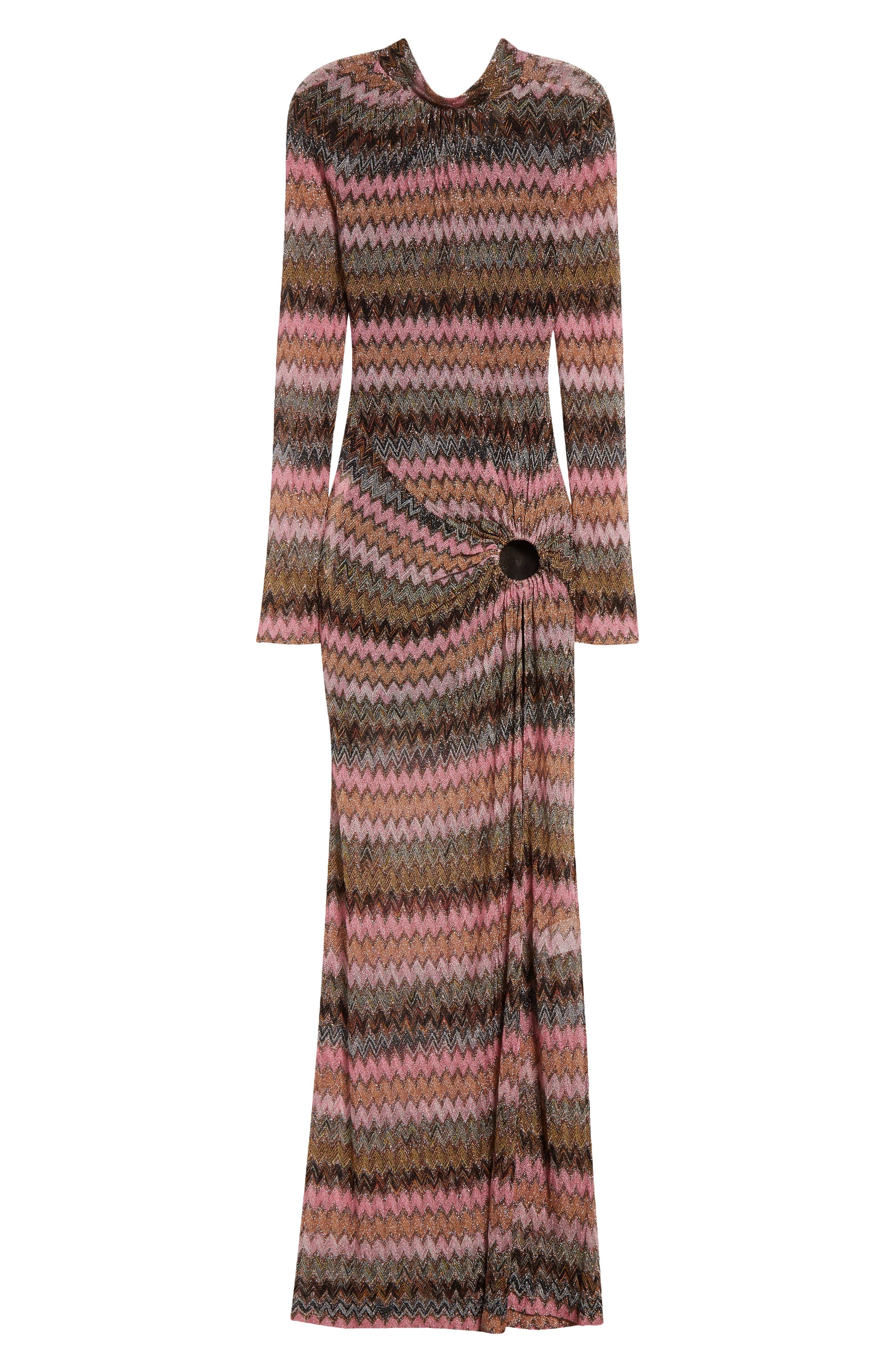 Missoni Chevron Stripe Long Sleeve Knit Dress in Multi Space Drk Base at Nordstrom - 5