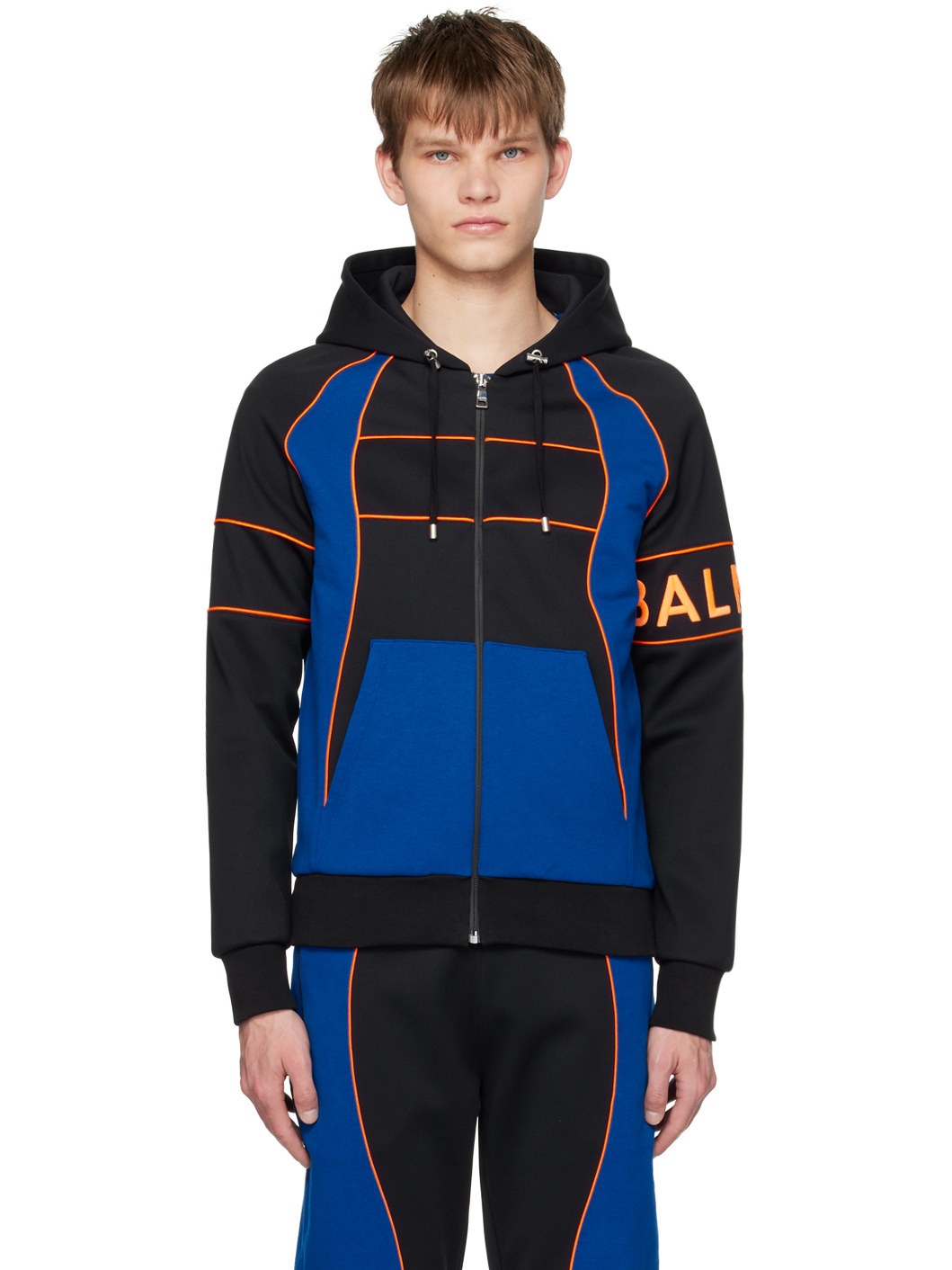 Black & Blue Paneled Hoodie - 1