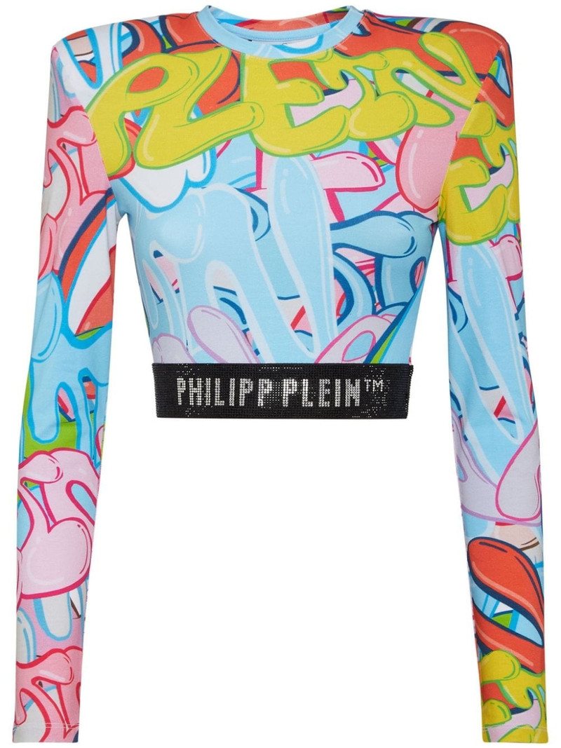 패딩 숄더 Cropped Top LS Bombing Graffiti 1