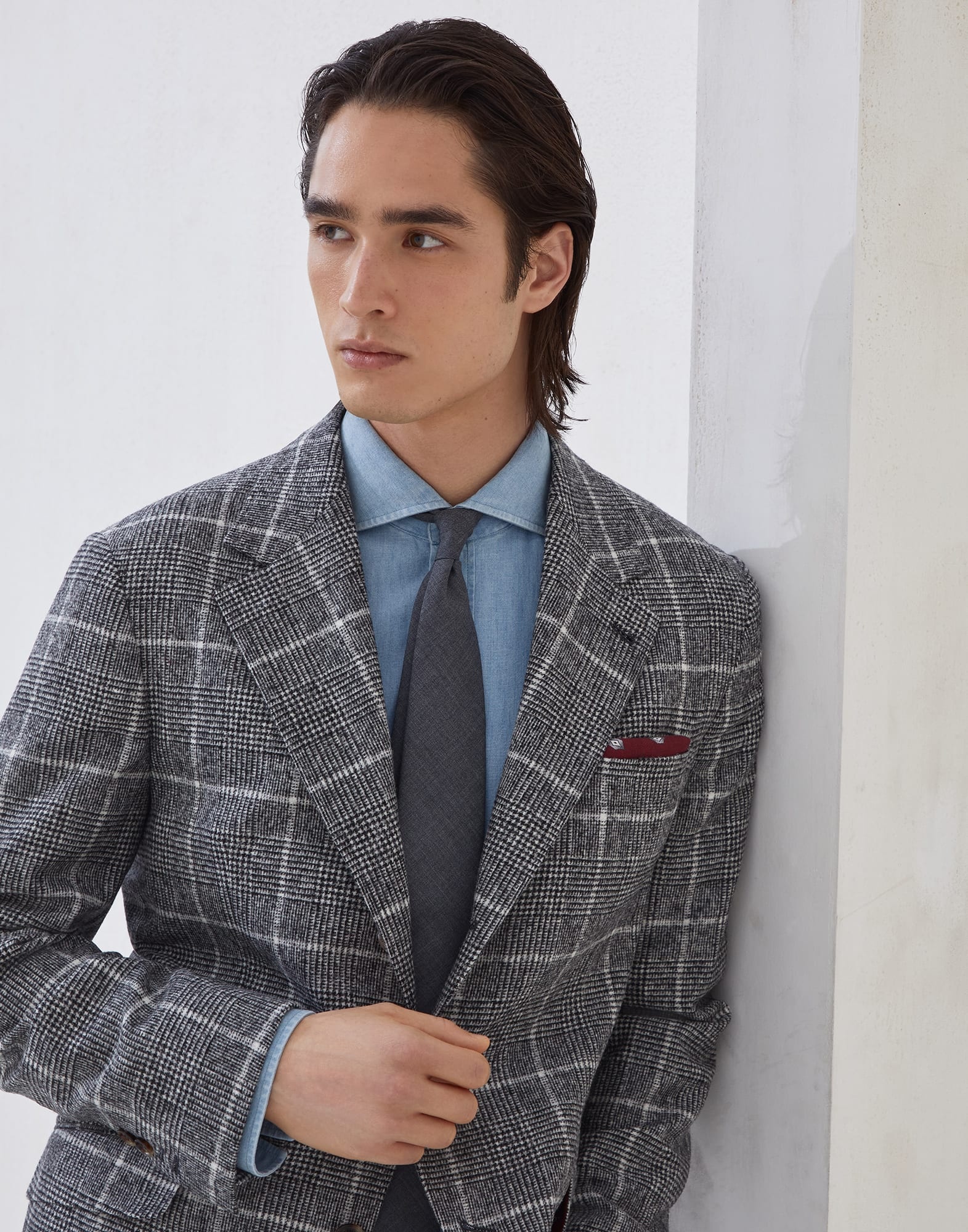 Alpaca and wool overcheck Prince of Wales deconstructed Cavallo blazer - 3